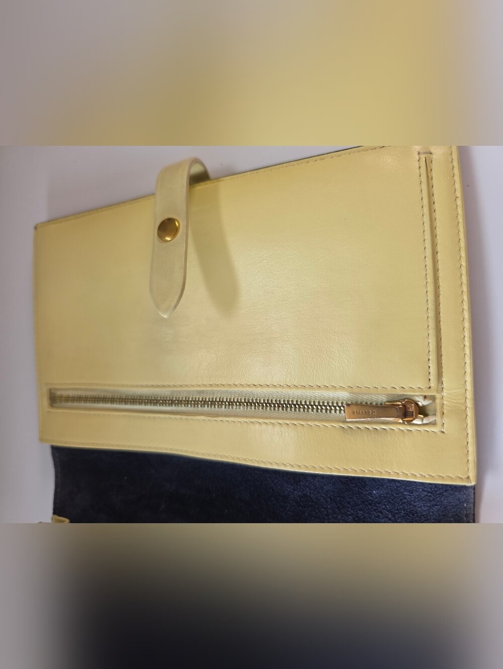 Celine Large Strap Continental Wallet Navy & Yellow + Entrupy COA - Picture 8 of 12
